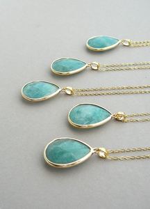 Collier pendentif en argent sterling doré vintage fait à la main avec aventurine, long collier en pierre précieuse verte, élégant collier à pendentif, cadeau - Product Image 5