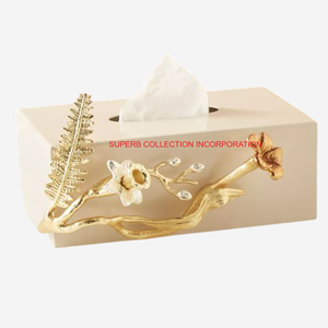 Superior Quality Rectangle Shape Metal Tissue <b>Box</b> Fabulous Design Table Centerpiece Tissue <b>Box</b> Napkin Holder With <b>Floral</b> Accent - Product Image 1