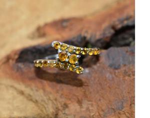 Corte amarillo citrino 925 plata esterlina piedra preciosa natural elegante hecho a mano anillo de forma redonda para mujer regalo para cumpleaños - Product Image 2