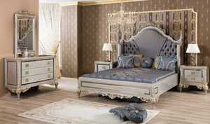 Cama neoclásica de inspiración vintage con ricos detalles, detalles de hojas plateadas y elegancia esculpida, perfecta para interiores de lujo - Product Image 3