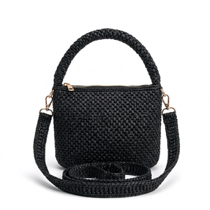 Woven <b>Raffia</b> Bucket Shoulder Crossbody Bag with Zipper Closure and Cotton Lining Stylish Mini Purse for Daily Travel - Product Image 3