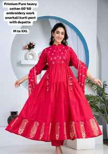 Ensemble de costume Anarkali de style indien pour femmes, de qualité supérieure, avec Latkan, pour mariage, festival, vacances, en coton pur, anti-humidité, vente en gros - Product Image 4