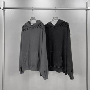 เสื้อสเวตเตอร์ลำลองไซส์ใหญ่พิเศษของผู้ชายผ้าคอตตอน100% ซักได้แอซิดแอซิดแบบกำหนดเอง - Product Image 2