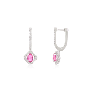 Boucles d'oreilles en or blanc 18 carats pour femmes, taille ovale, rubis et diamants, nouveaux produits de mariage et de cadeaux de créateurs en gros à la mode - Product Image 3