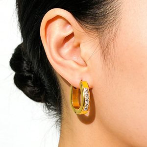 Pendientes de Aro de Acero Inoxidable para Mujer, con Zirconia, Estilo Vintage, Color Oro 18K y Plata, Joyería Elegante - Product Image 1