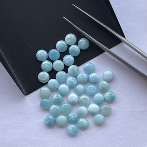4mm 6mm 8mm naturel bleu Larimar lisse rond Cabochon pierre précieuse en vrac semi-précieux fabrication de bijoux en ligne pierre cristal anneaux - Product Image 2
