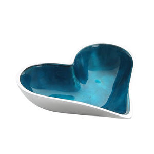 Cast Aluminum Heart Shape Dish <b>Bowl</b> with Red <b>Enameled</b> - Product Image 3