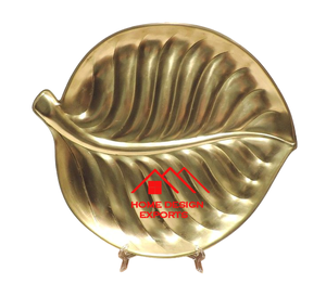Plato de hoja de aluminio para decoración de centro de mesa, Plato decorativo de tendencia, plato de hoja Chapado en latón para mesa de boda - Product Image 1