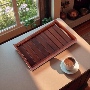 Plateau de service en bois pour organiser les cadeaux, couleur noyer, pour table à manger, plateau pour le petit-déjeuner, plateau de service pour le café, plateau de service pour les desserts, disponible - Product Image 4