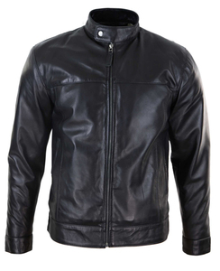 Chaqueta de cuero de vaca para hombre, estilo casual de invierno, estilo moderno de calle, con cuello alto cálido, chaqueta de buena calidad para hombre - Product Image 4