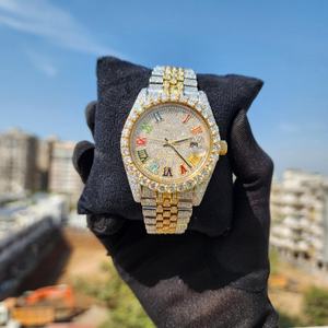 Reloj de Lujo para Hombre con Incrustaciones de Moissanita en Dos Tonos, Diamantes VVS1, Acero Inoxidable, Automático, Esfera Árabe - Product Image 2