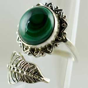 Navya Craft Handmade Women's Adjustable Malachite 925 Sterling Silver Leaf <b>Ring</b> Green Gemstone <b>Statement</b> <b>Ring</b>-Gift Licensed - Product Image 5
