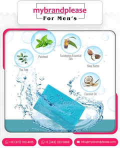Savon Aqua pour hommes avec action exfoliante blanchissante nettoyage en profondeur marque privée marque personnalisée OEM ODM formule douce - Product Image 3