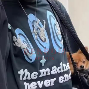 Nouveau modèle de sweats à capuche personnalisés avec impression bouffante pour hommes, vêtements décontractés à manches longues pour hommes, sweats à capuche avec impression bouffante - Product Image 3