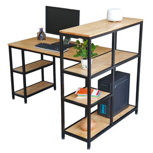 Portable <b>Simple</b> Design Computer <b>Desk</b> with Integrated Shelving Unit Foldable Bookshelf for Office Use Printer Storage-COD68053 - Product Image 2