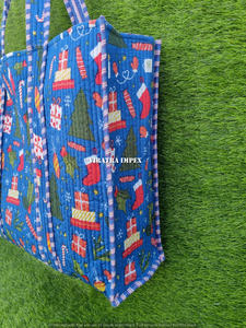 Bolso de playa acolchado de algodón 100% ecológico para yoga, estilo bohemio, estampado a mano, diseño Floral, bolsa de compras para fines de semana, Impresión de logotipo personalizado - Product Image 3