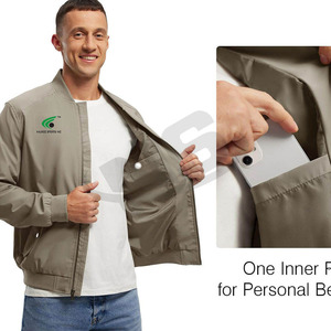 Blouson d'aviateur de couleur unie pour hommes vêtements d'extérieur d'hiver à manches longues style de la rue avec fermeture éclair logo personnalisé polyester de qualité - Product Image 3