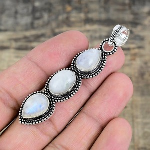Pierre de lune pierres précieuses pendentif bijoux pour femmes argent Boho Style bijoux 925 en argent Sterling tendance à la main pendentif cadeau pour - Product Image 2