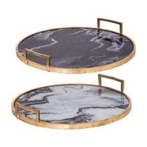Plateau de service en résine fait main avec effet marbré, riche en tonalités élégantes, surface polie lisse à très bon prix - Product Image 4
