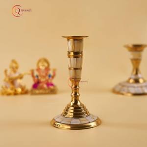 Mère de perle et laiton décoration de table bougeoir tendance concepteur éclaircissant unique bougeoir Top vente bougie pot - Product Image 1