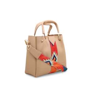 Faon Vintage décontracté sac à main P55042 demi-lune Boston géométrique végétalien Logo motif PU coton doublure fermeture à glissière chaîne paillettes - Product Image 2