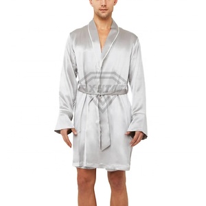 เสื้อคลุมอาบน้ำผ้าไหมแบบยูนิเซ็กซ์ชุดนอนนุ่มและแห้งง่ายออกแบบโลโก้ได้ตามต้องการสำหรับใช้ในโรงแรมและในบ้าน - Product Image 2