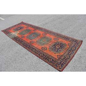 4.1x10.9 ft Rug, <b>Runner</b> Vintage Rug, <b>Red</b> Floral Rug - Product Image 4