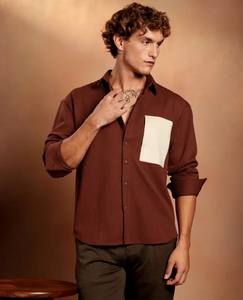 Camisa informal de algodón 100% para hombre, ajuste extragrande con cuello extendido sólido, transpirable, liso, teñido, de punto, suministro ODM, patrón de impresión - Product Image 2