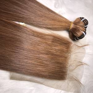 Extensions de cheveux humains vierges alignés sur les cuticules 100% Super Bone Straight Brown avec fermeture assortie - Product Image 3