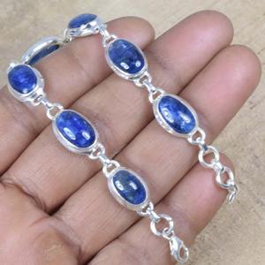 Sapphire Gemstone <b>Solid</b> 925 Sterling <b>Silver</b> Handmade Wedding Women <b>Bracelet</b> Jewelry Handmade Blue Natural Gemstone Jewelry - Product Image 4