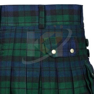 Nuevos Kilts de Tartán Personalizados para Hombre - Opciones de Color Sólido, Material de Algodón/Lana, Alta Calidad, Hechos en Pakistán - Product Image 4