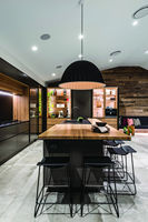 Kejia Lacquer Modular kustom desain dapur cospina lampu LED Modern lemari dapur perabot dapur rumah dengan Pulau