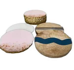 Dessous de verre en bois d'acacia en résine époxy artisanale de meilleure qualité Dessous de verre en bois fait à la main pour boisson et thé Maison et cuisine - Product Image 4