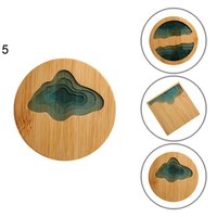 Nouveau tapis de boisson en résine époxy et sous-verres en bambou, naturel, écologique, personnalisé, isolant, tasse à café, rond, vague océanique
