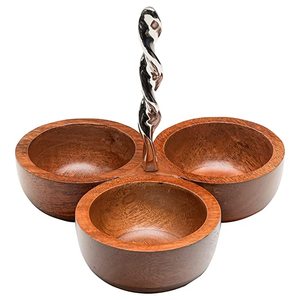 Ensaladera desechable de madera de Acacia hecha a mano moderna Borde grabado creativo El mejor regalo para servir a invitados especiales Hogar único - Product Image 4