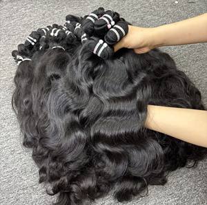 Top vente 2024 100% vierge naturel ondulé cheveux bruts faisceaux Extensions de cheveux Machine Double trame cuticule aligné prix de gros - Product Image 4