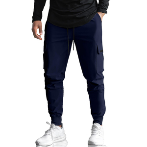<b>Men's</b> <b>Navy</b> Blue Cargo Sweatpants Elastic Waist Drawstring Multiple Pockets Quick Dry Casual <b>Joggers</b> Autumn Wear - Product Image 2