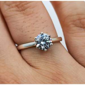 Handmade Sterling <b>Silver</b> <b>Solitaire</b> <b>Ring</b> with Six Prongs Cubic Zirconia Crystal for Birthday Anniversary or Bridesmaid Gift - Product Image 1