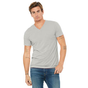 Camiseta deportiva con cuello en V de alta calidad gris estilo hombre - Product Image 1