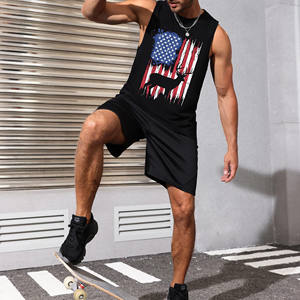 Débardeur léger uni personnalisé Impression personnalisée anti-rides 100% polyester Haut uni personnalisé à col en O pour hommes oversize - Product Image 1