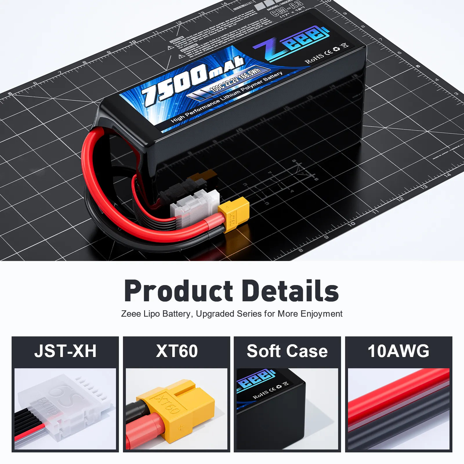 ZeeeFPVドローンバッテリー6S7500 mAh 50C/75C/100C 22.2V XT60 RC LiPo for UAV Toys Boats大規模飛行機ドローン航空機