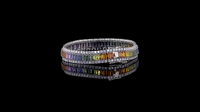 Pulsera de tenis de lujo blanca chapada en oro de 14K con rodio, con múltiples gemas de zafiro de corte brillante y diamantes cultivados en laboratorio, certificada por IGI