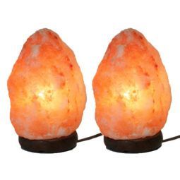 Lámpara de sal del Himalaya tallada a mano con base de madera estilo artesanal auténtico origen pakistaní para decoración de sala de estar y bienestar - Product Image 6