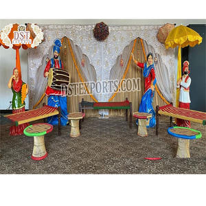 Statues de danse Punjabi classiques et durables, décoration pour les fêtes à thème, événements de mariage Bhangra - Fibre de verre - Product Image 1