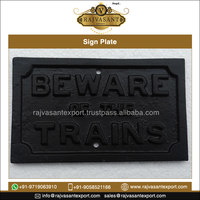 Plaque signalétique en fonte |   Plaque d'avertissement vintage en métal pour gare ferroviaire, jardin, portail, mur, décoration intérieure, panneau extérieur