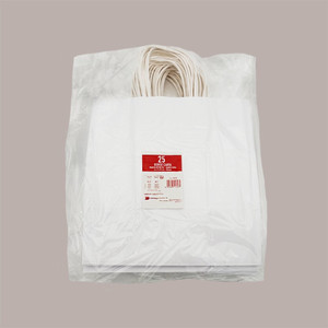 Paquete de 50 Bolsas de Compras de Papel Blanco con Asas de Cordón, 26+17 H 27 cm 100 g - Product Image 4
