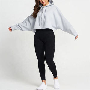 Impresión de logotipo de manga larga Crop Hoodie Zipup Cordón Sudaderas Mujeres Crop Top sudaderas con capucha de las mujeres - Product Image 3