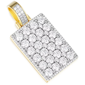 จี้เงินแท้ 925 ชุบทอง 14K รูปทรงสี่เหลี่ยมผืนผ้า ประดับด้วยเพชรโมอิสซาไนต์ทรงกลมเจียระไนแบบบริลเลียนท์ สไตล์ฮิปฮอป ของขวัญสำหรับทุกเพศ ชุบโรเดียม - Product Image 1