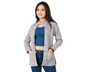 Chaqueta acolchada con estampado de bloques a mano de algodón, nueva moda para mujer, chaqueta de manga larga con cierre de botones estampados de algodón para Otoño e Invierno - Product Image 3