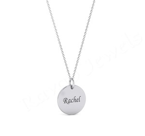 Simple personnalisé nom rond minimaliste bijoux gravé au Laser Logo personnalisé pendentif pièce collier pour hommes et femmes - Product Image 5
